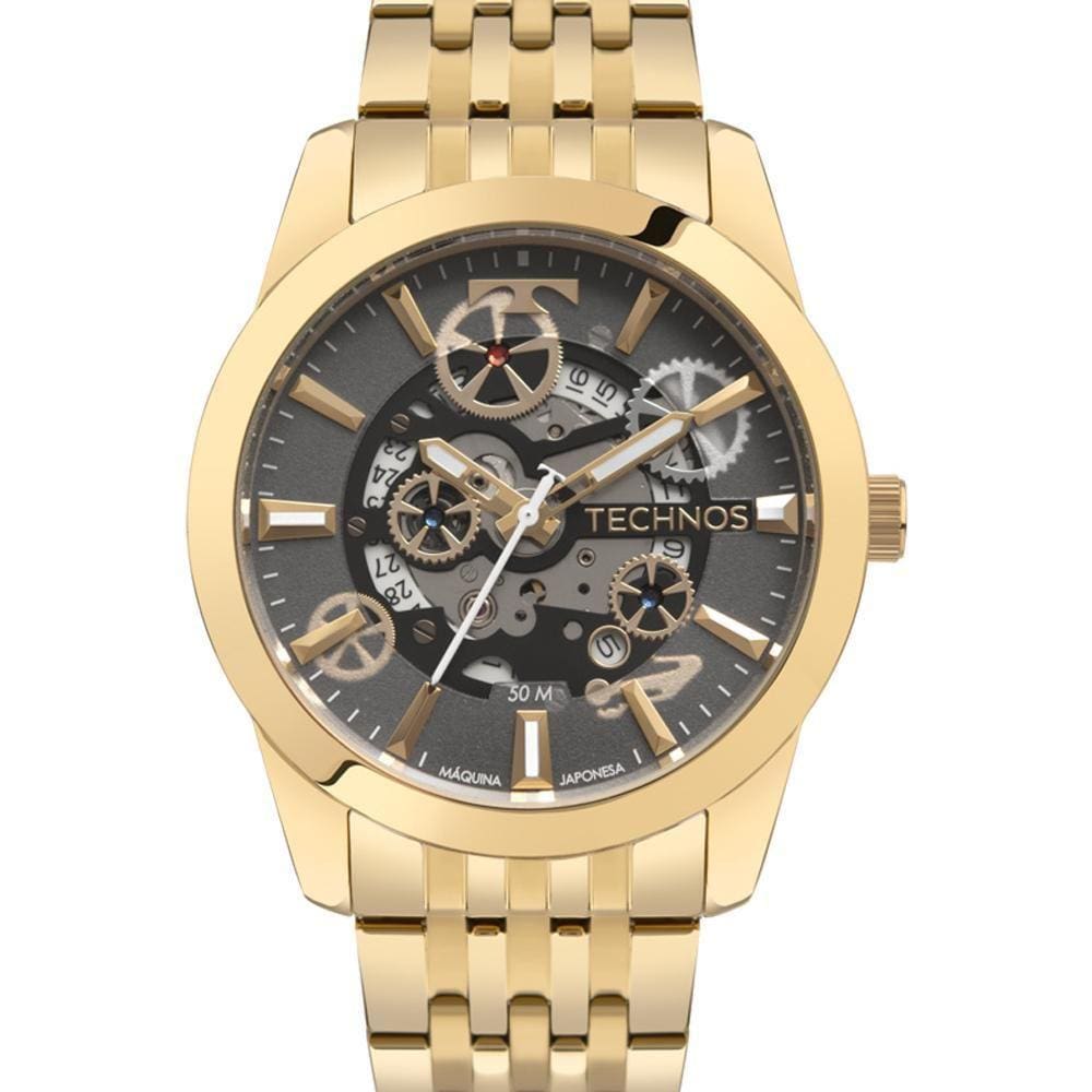 Relógio Technos Masculino Automático Dourado 8215AT 1P 46mm