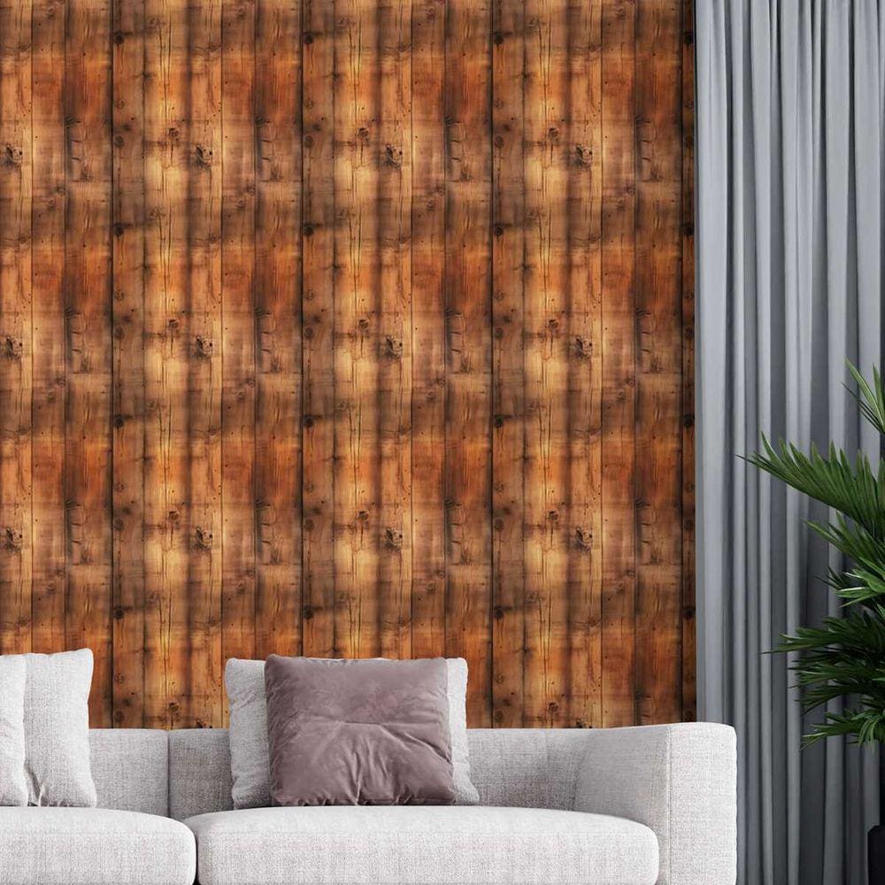 Papel de Parede Auto Colante efeito Madeira escura rústica decorativa Lavavel Quarto Sala 15m