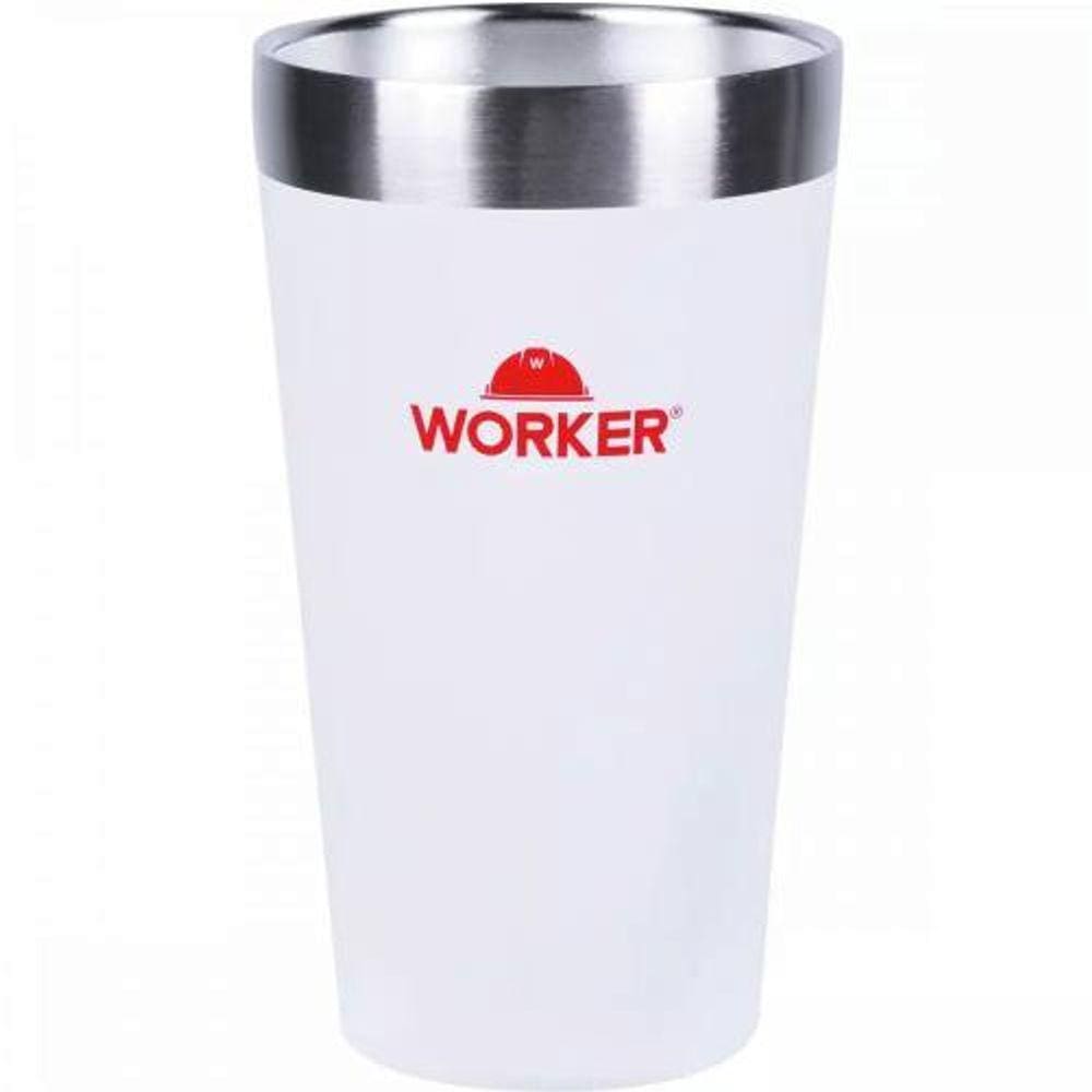 Copo Térmico Em Aço Inoxidável Branco/Vermelho 473Ml Worker