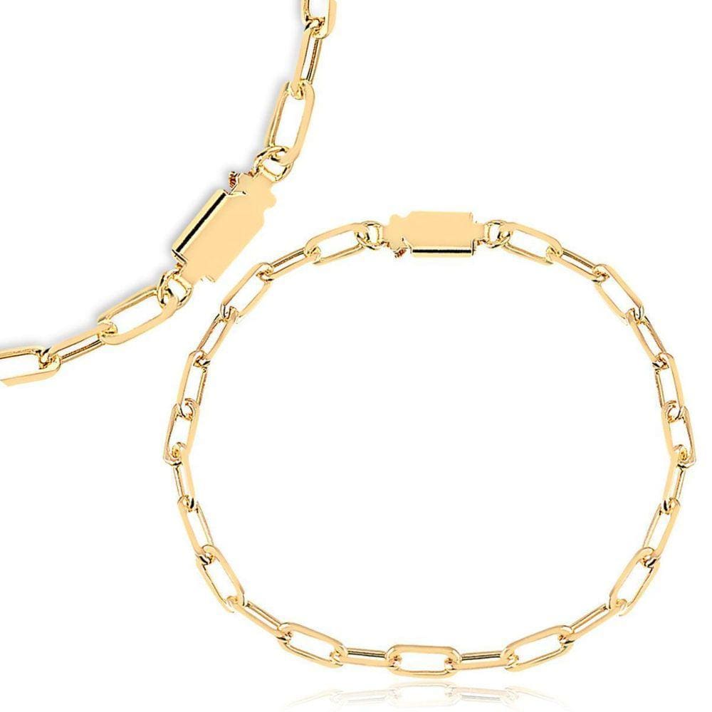 Pulseira Masculina Elo Cartie Banhada A Ouro 18K 4Mm