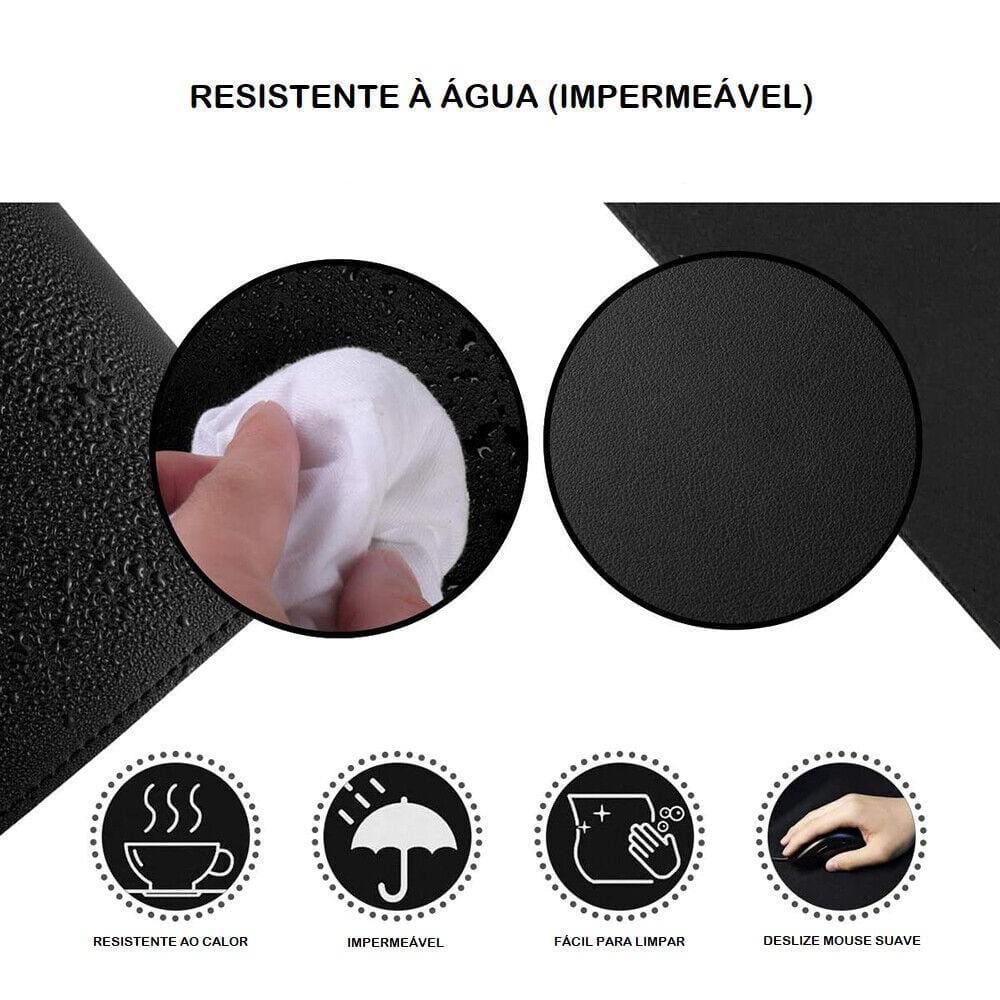 Deskpad Office Mouse Pad Gamer Em Couro Ecológico 90X40 Slim