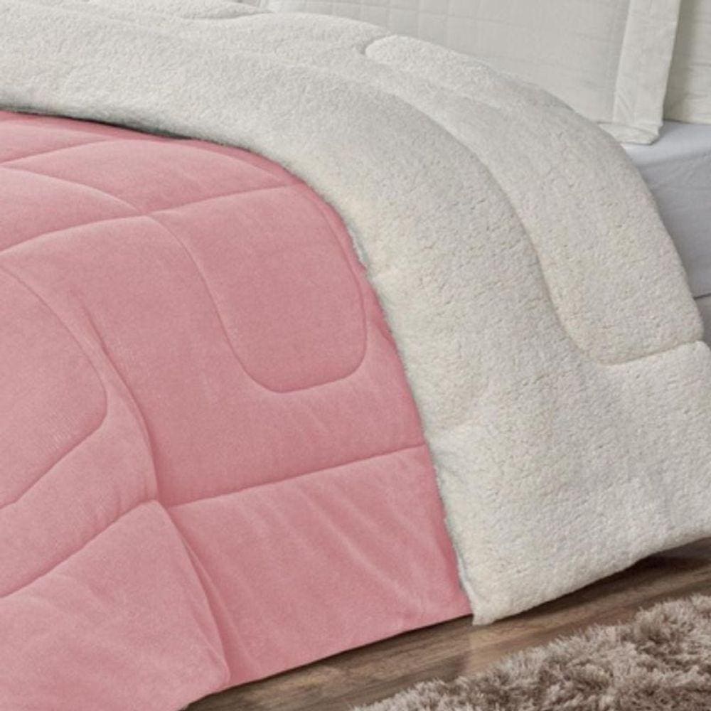 Coberdrom Solteiro Veneza 1 Peça Manta Sherpa Fleece Rosê