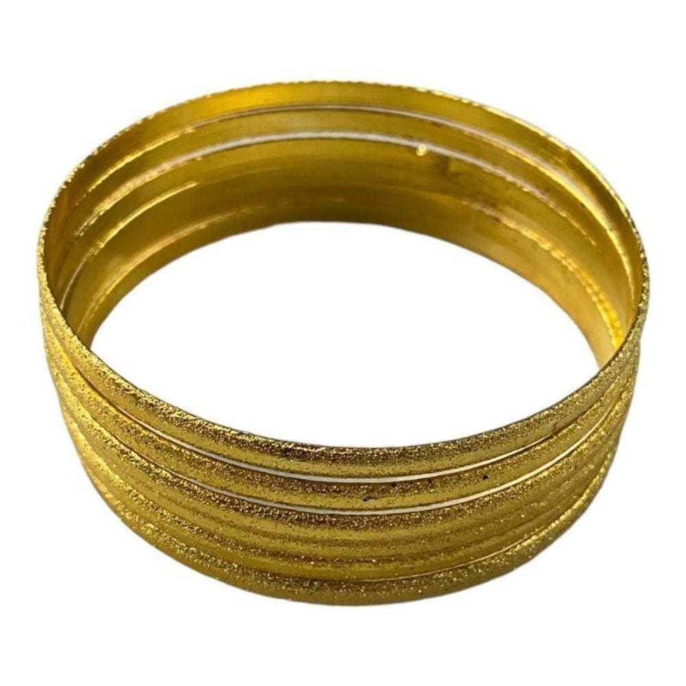 Pulseira Cigana Lisa 7 Cm Com 6 Argolas Douradas
