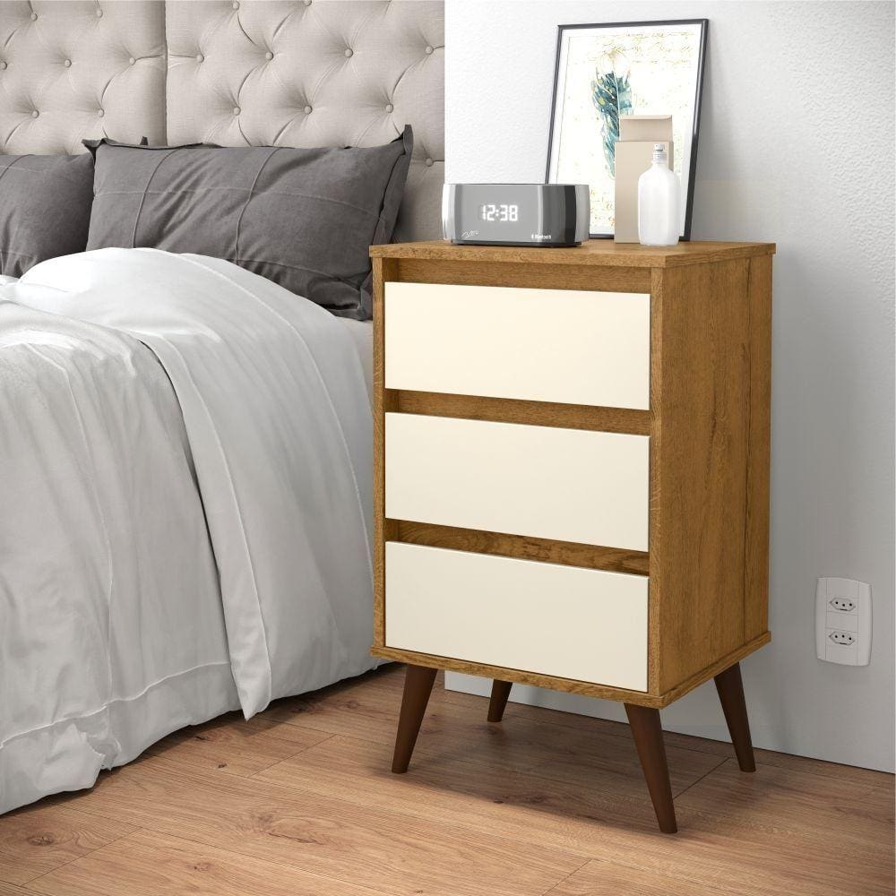 Mesa de Cabeceira Alecrim Retrô Freijo Off White