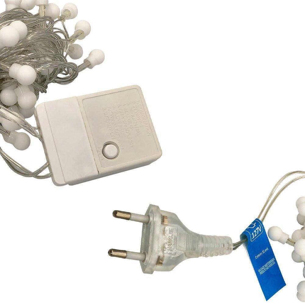 Cordão Led Fio Luz Varal 8 Funções - 100 Bolinhas