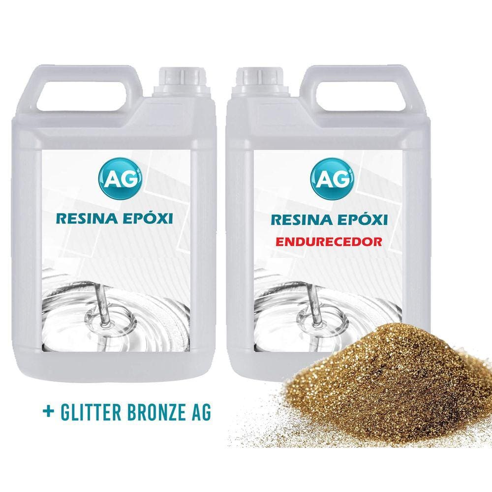 Resina Epóxi 1Kg + Glitter Bronze Ag Baixa Espessura 1Mm A 1