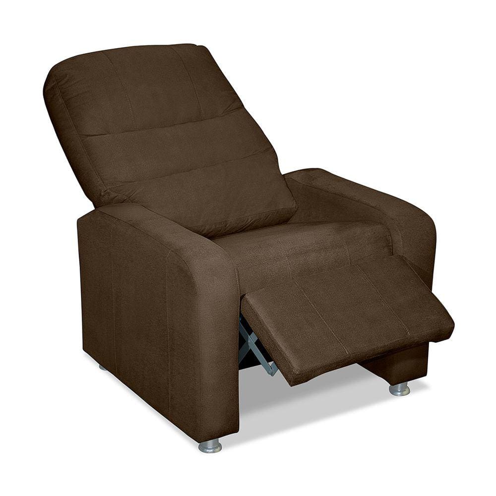 Poltrona Do Papai Reclinável Confortável Suede Marrom