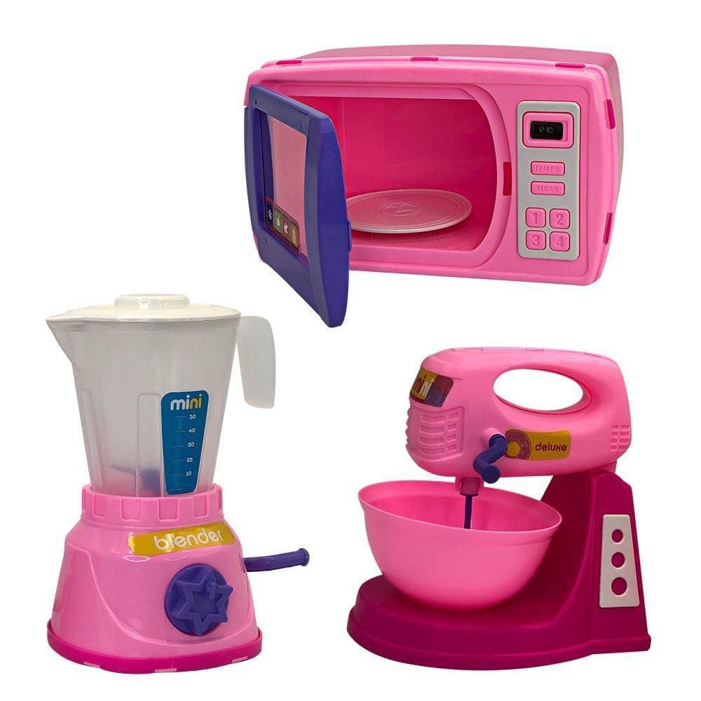 Kit Infantil Mini Confeitaria Liquidificador, Batedeira E