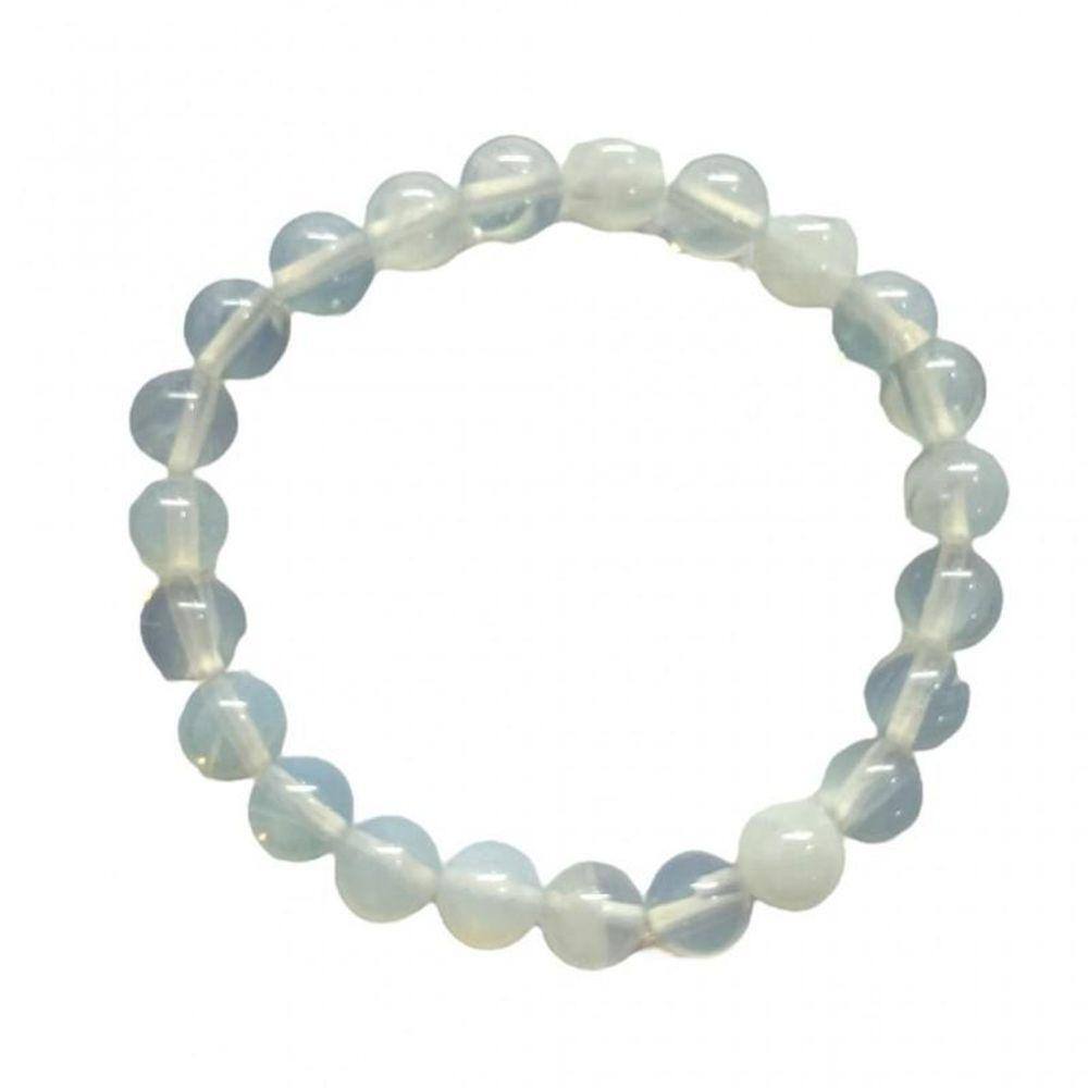 Pulseira Pedra Da Lua Opalina Natural 8 Mm Boas Energias