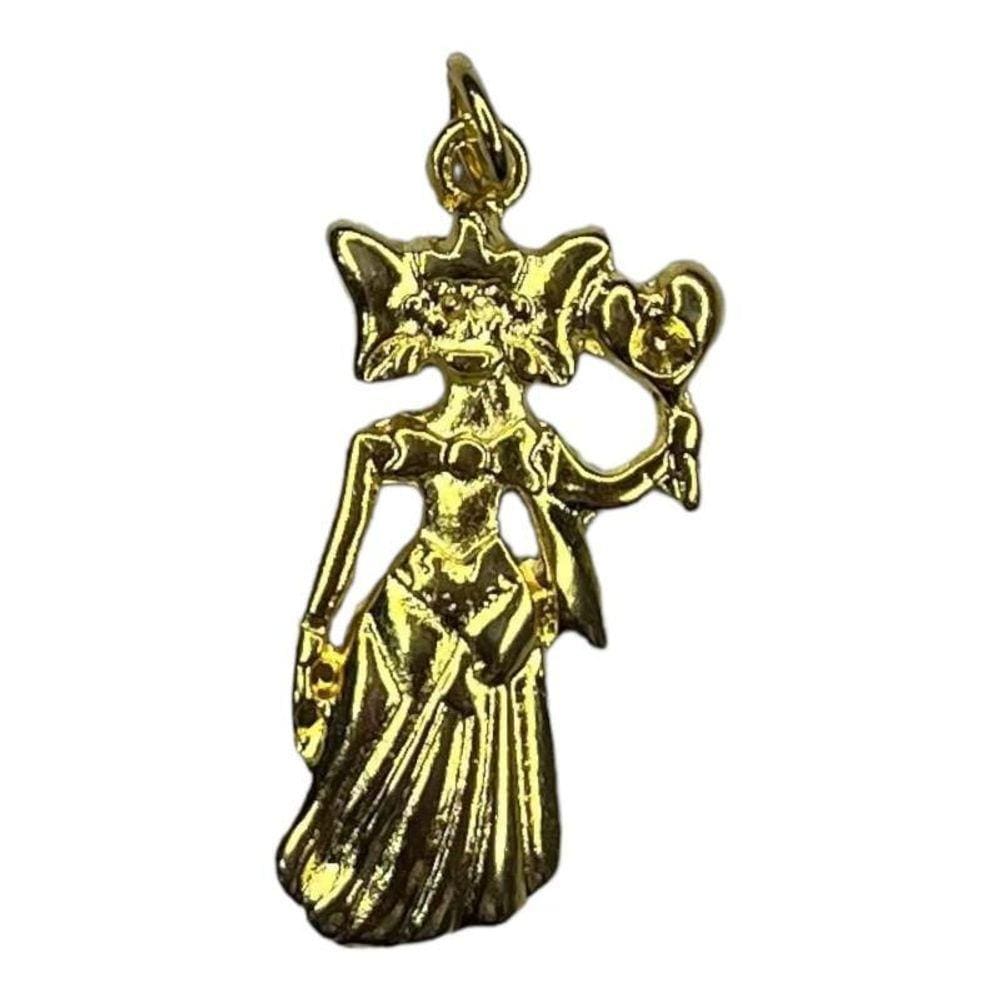 Pingente Abebê Oxum Imagem 2,9 Cm Em Metal Dourado