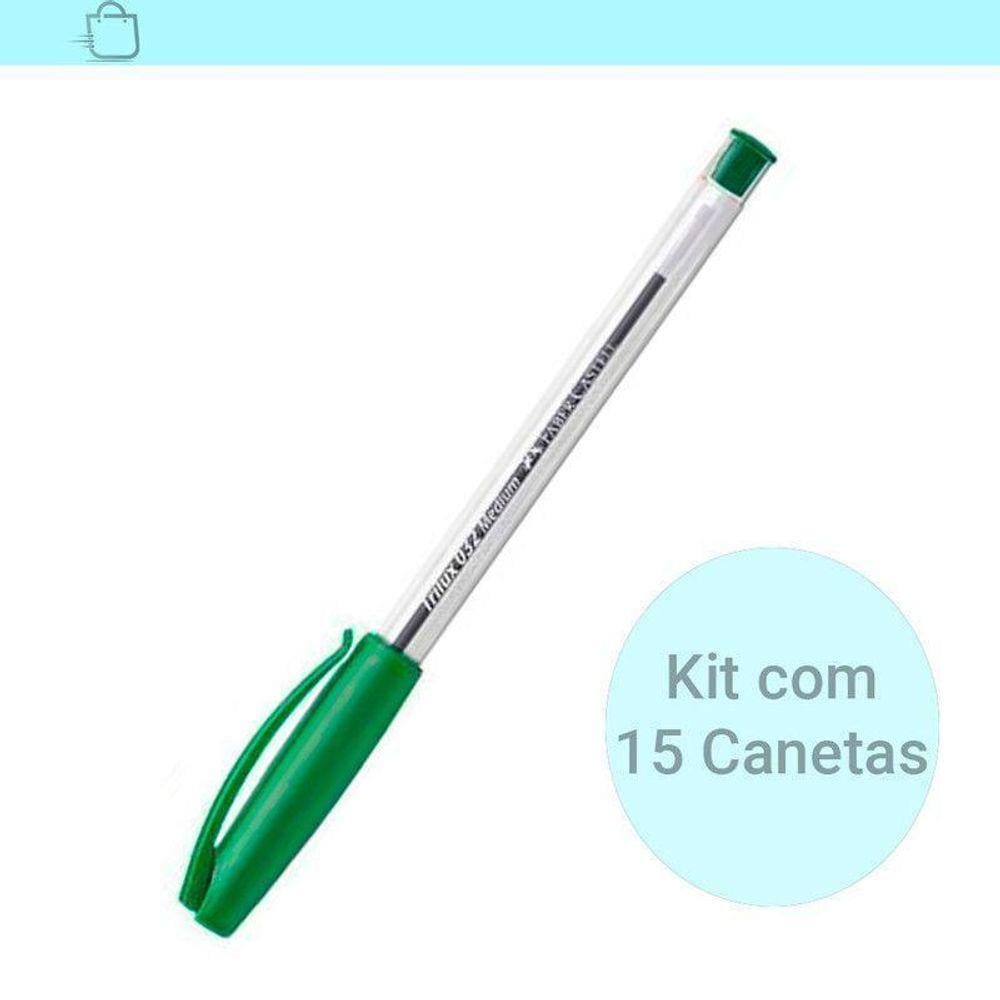 Caneta Verde Trilux 032 Medium Faber Castel 15 Unidades
