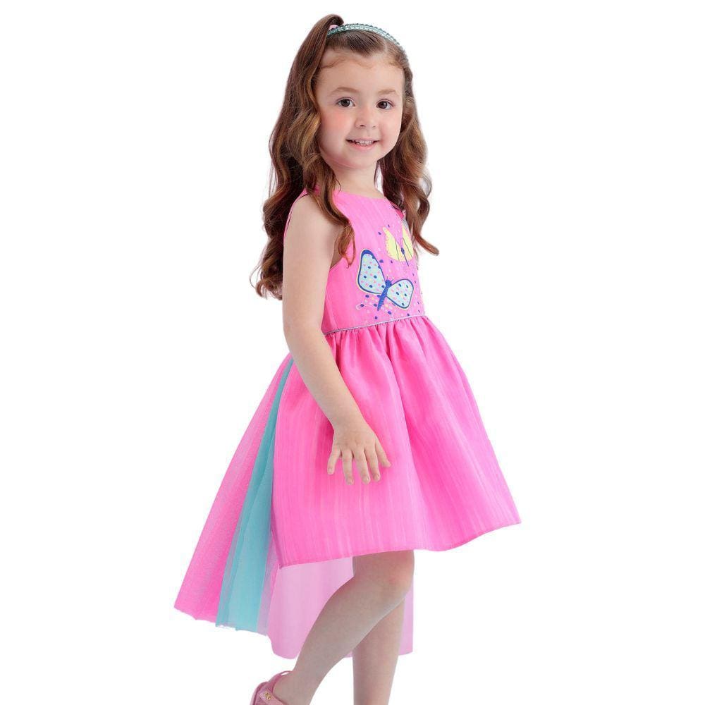 Vestido Borboleta Tule Print Fly Mon Sucre Infantil 036