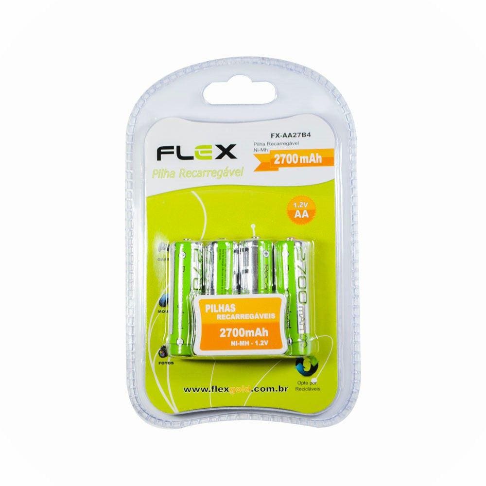 Pilha Recarregável 2700mAh AA Com 4 unidades