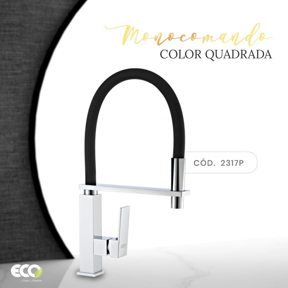 Torneira Monocomando Quadrada Cozinha Silicone Bica Inox