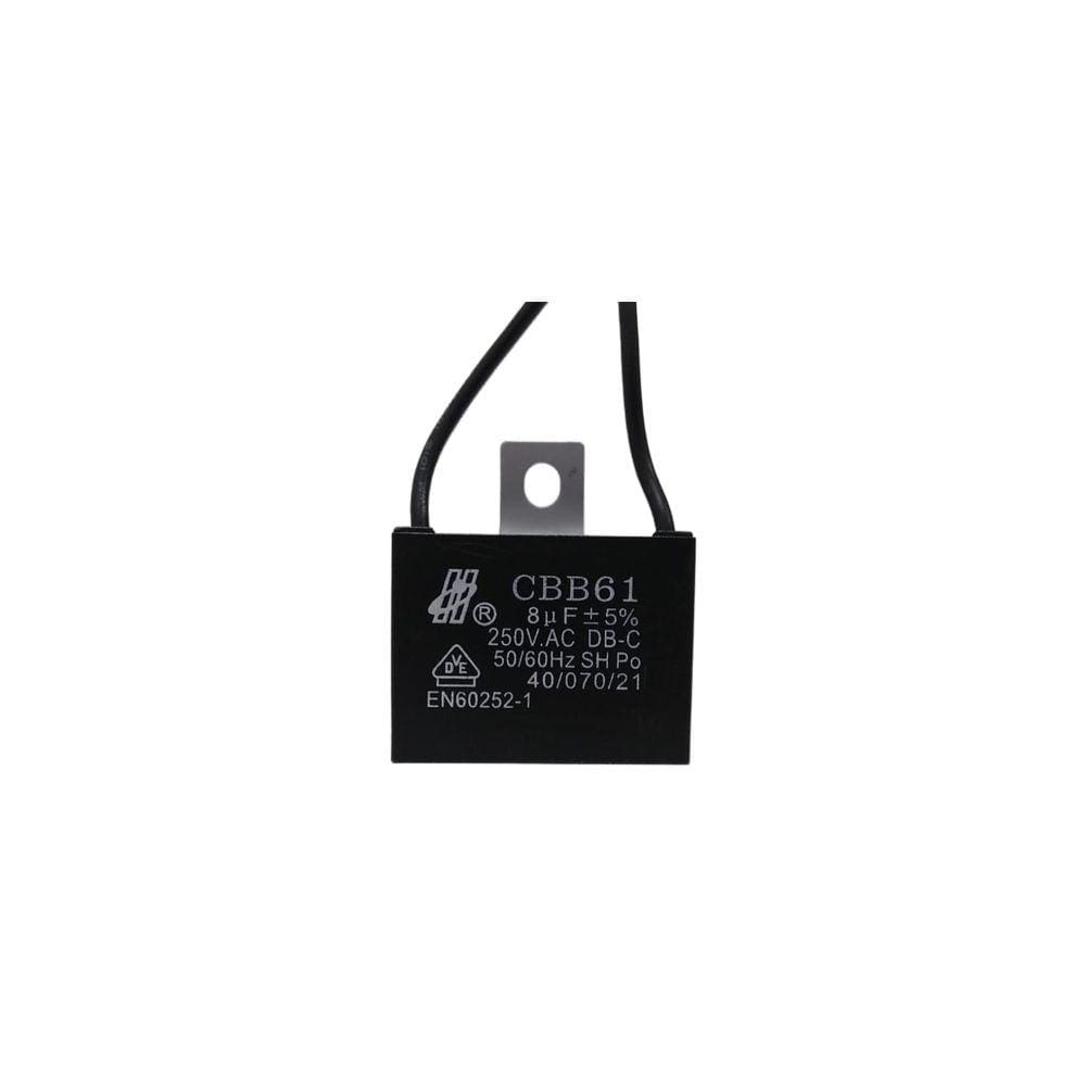 Capacitor Quadrado Cbb61 Para Ventilador 2 Fios 8uf 250vac