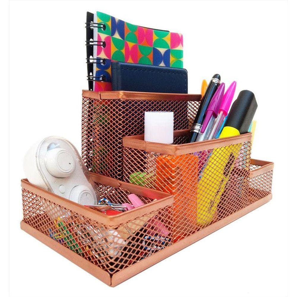 Kit Organizador para Escritório com 4 Partes Rose Gold