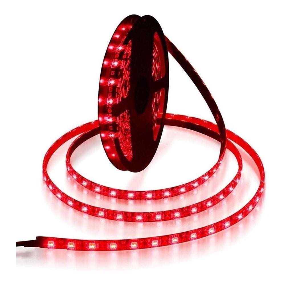 Fita Led 5050 Vermelha Fina 5 Metros Silicone Ip65 Decoração
