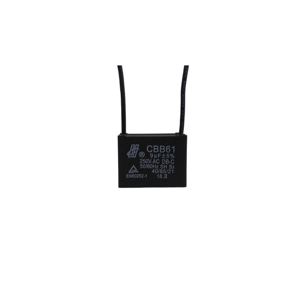 Capacitor Quadrado Cbb61 Para Ventilador 2 Fios 9uf 250vac