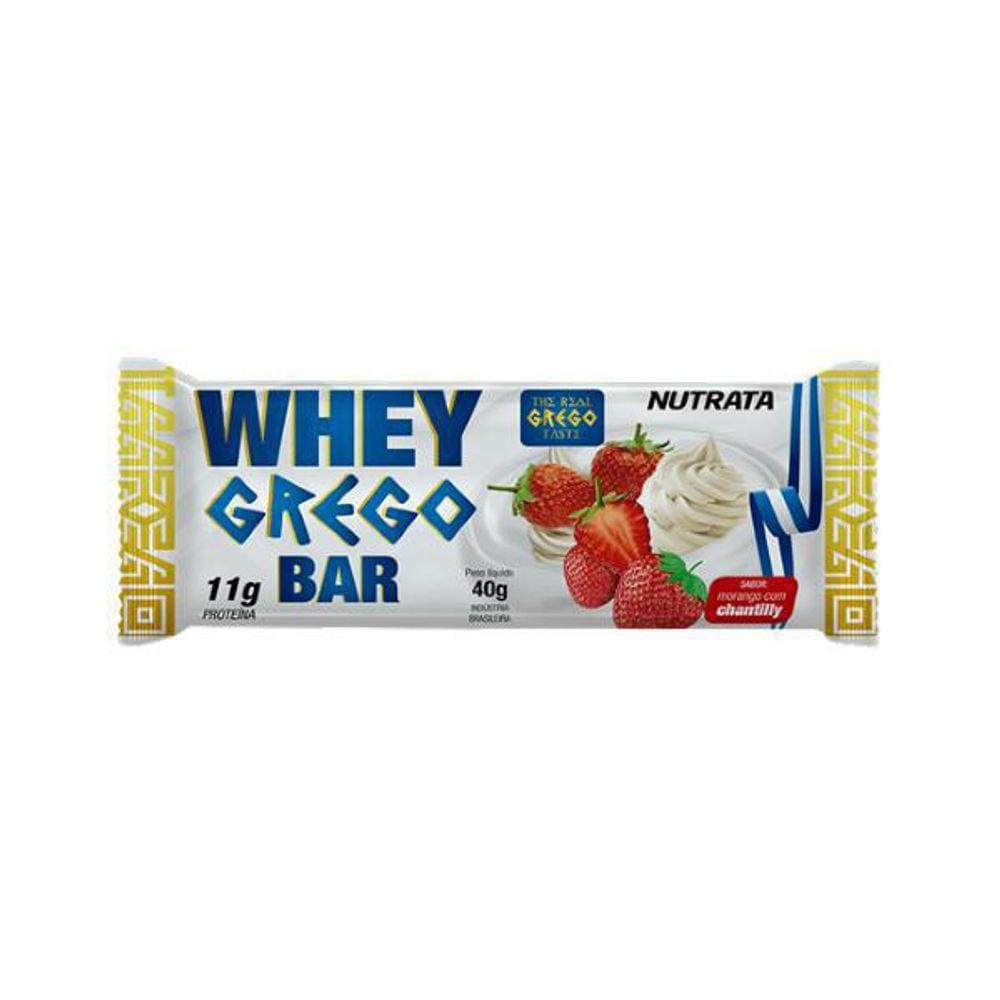 Whey Grego Bar - 40G - Nutrata Morango Com Chantilly