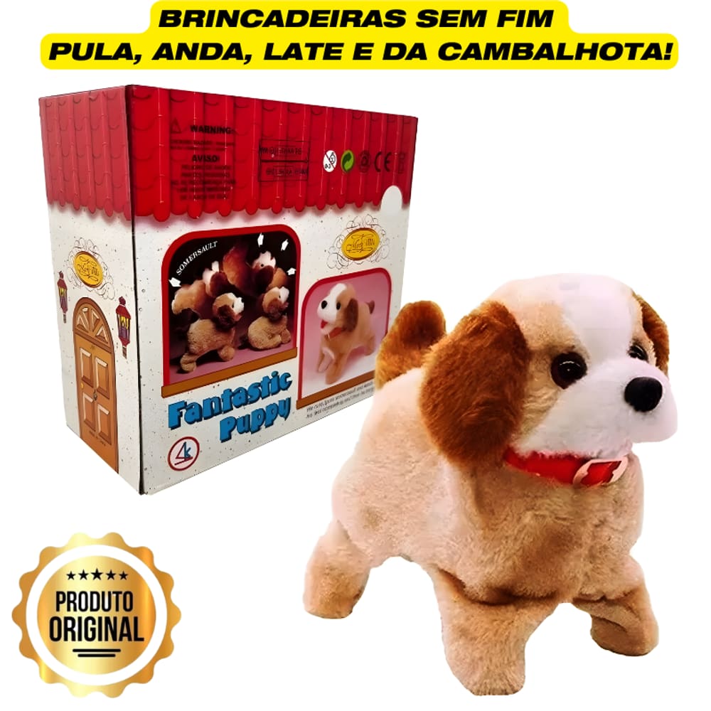 Brincadeiras sem Fim: Cachorro de Pelúcia Saltitante - Late, Anda e Pula!