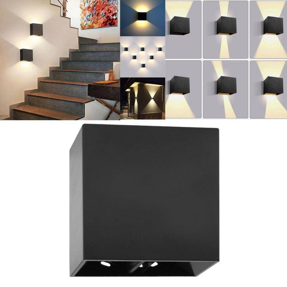 Luminária Arandela Quadrada 4W Preta Luz Branco Quente