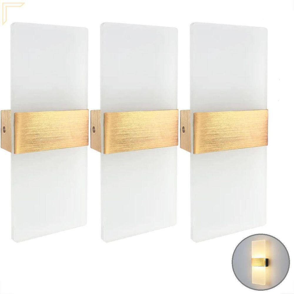 Kit 3 Arandela Cabeceira Acrilico Jateado Led Integrado