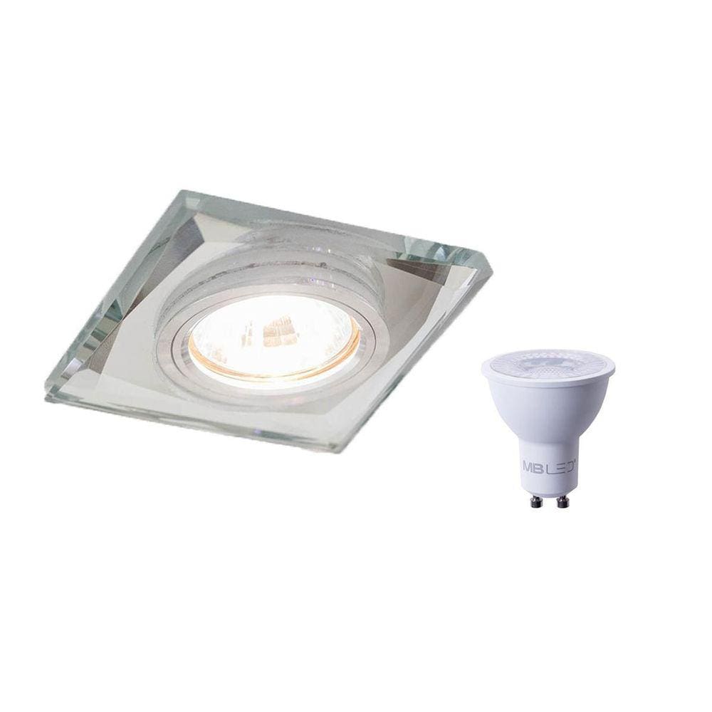 Spot Embutir Espelhado Lup18 Preto - Kit 8 Spots + LED 6W