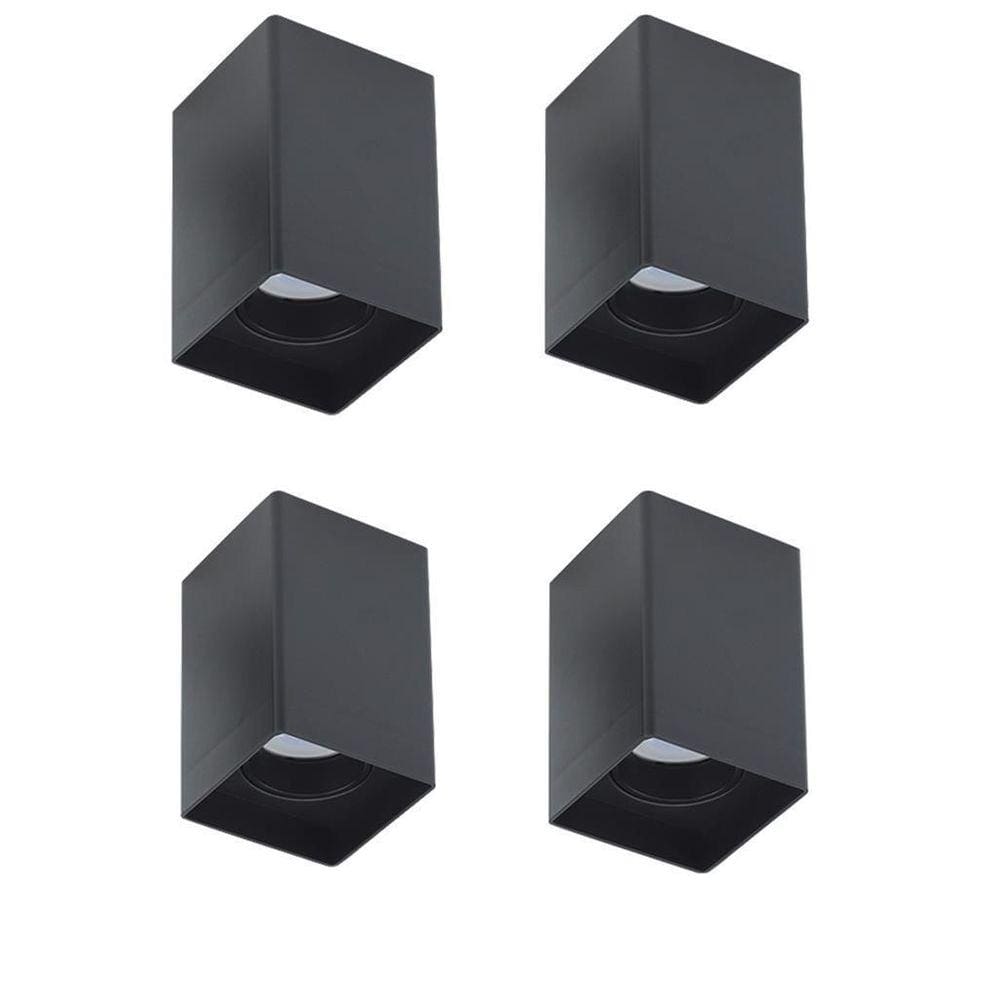 4 Spot Sobrepor Quadrado Preto Mr16 Direcionavel Gu10 Zan38