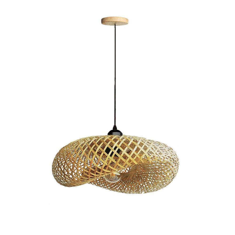 Pendente Fibra Natural De Bambu Artesanal E27 Sala Nat01