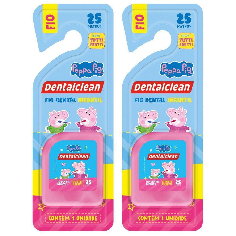 2 Fio Dental Infantil - Peppa Pig - 25M - Rosa - Dentalclean