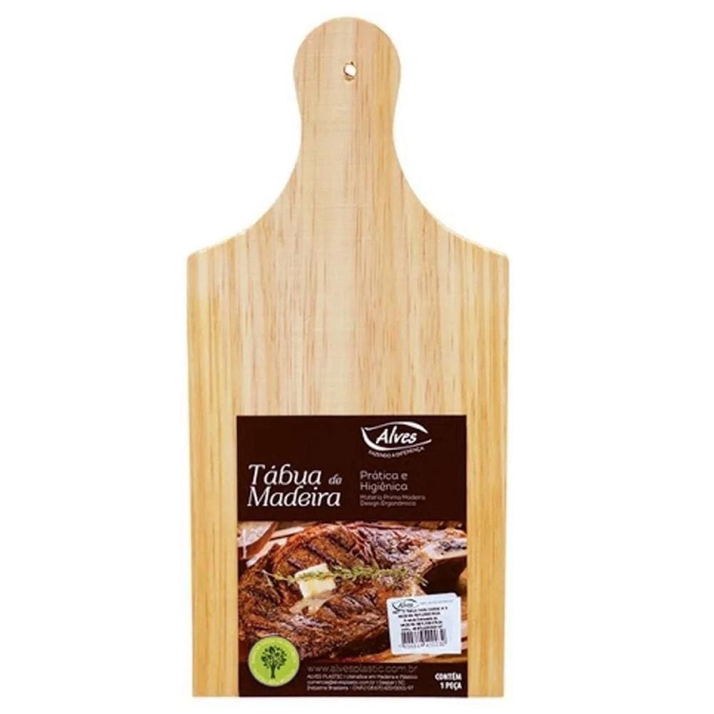 Tábua De Carne Churrasco Corte Madeira 38Cm Reforçada