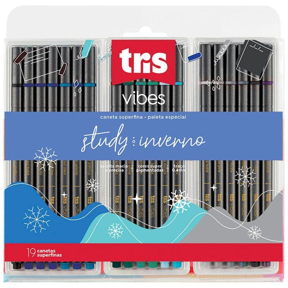 Caneta Superfina Vibes - Inverno - 0,4Mm - 19 Cores - Tris