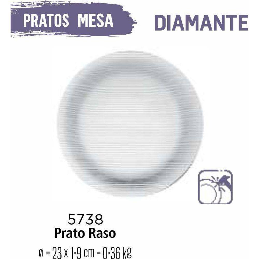 Jogo De Prato Diamante 06 Pratos Rasos - Vidro