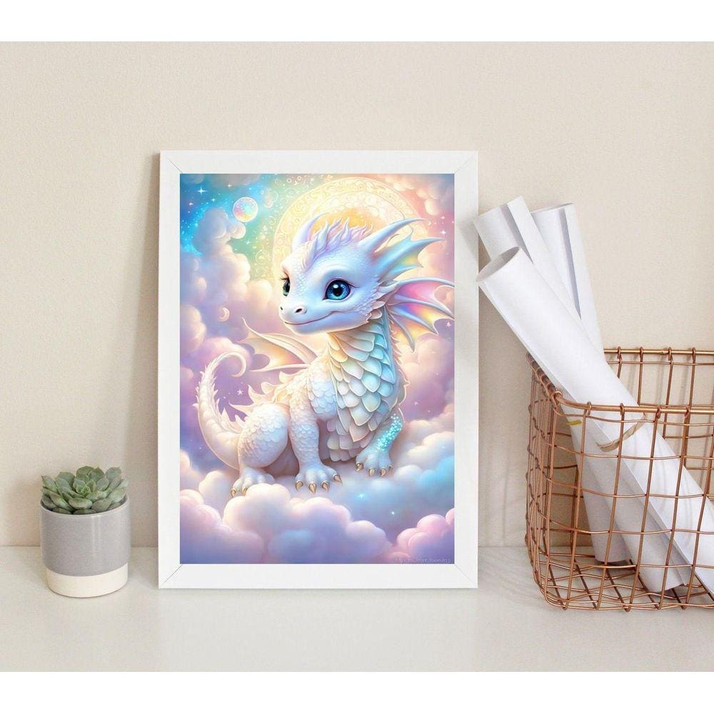 Quadro Decorativo Bebê Dragão 45X34Cm