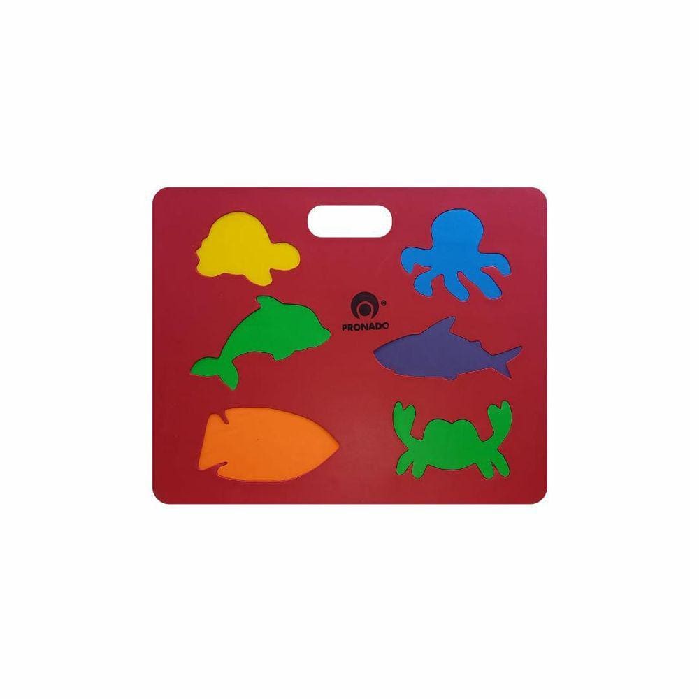 Maleta Quebra Cabeça Bichos Coloridos Eva Vermelho Pronado