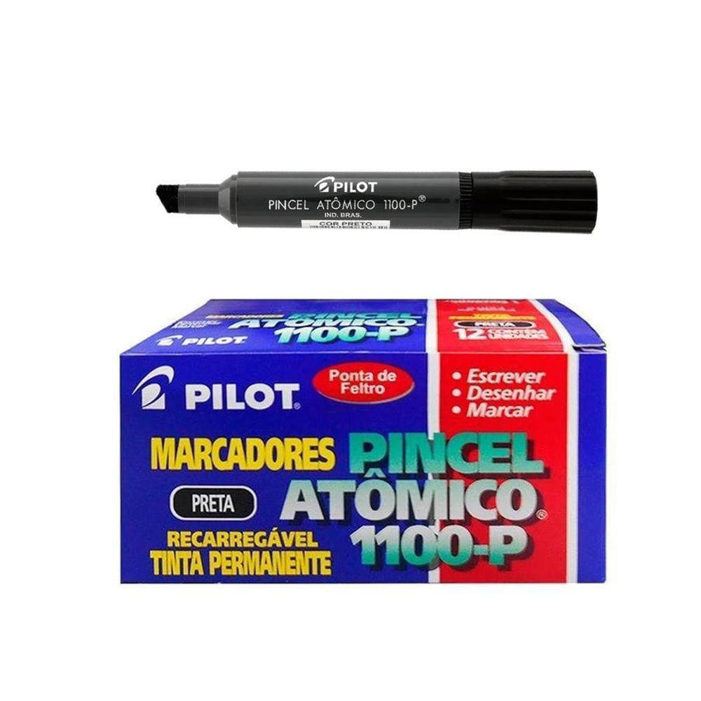 Pincel Atômico Permanente Canetão Pilot Preto Kit 12