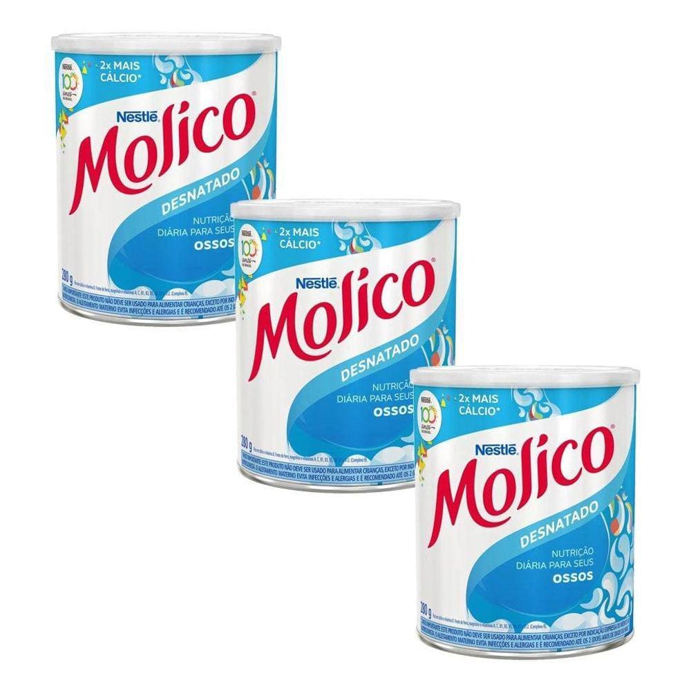 Leite Em Pó Molico Desnatado Nestlé Kit 3