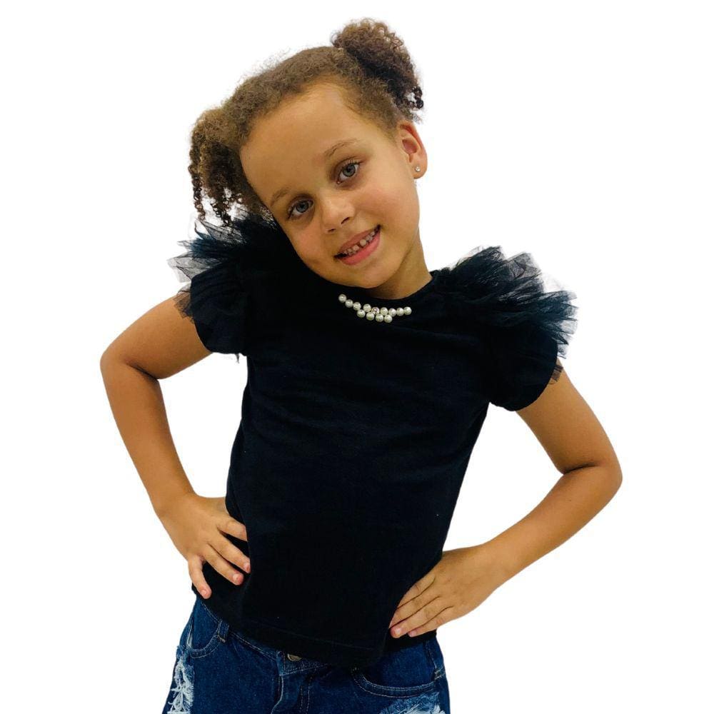 Blusa com Pérola Preta Yoyo