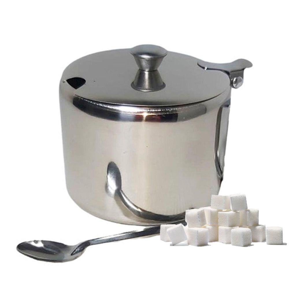 Açucareiro Aço Inox Profissional Com Tampa E Colher 150G