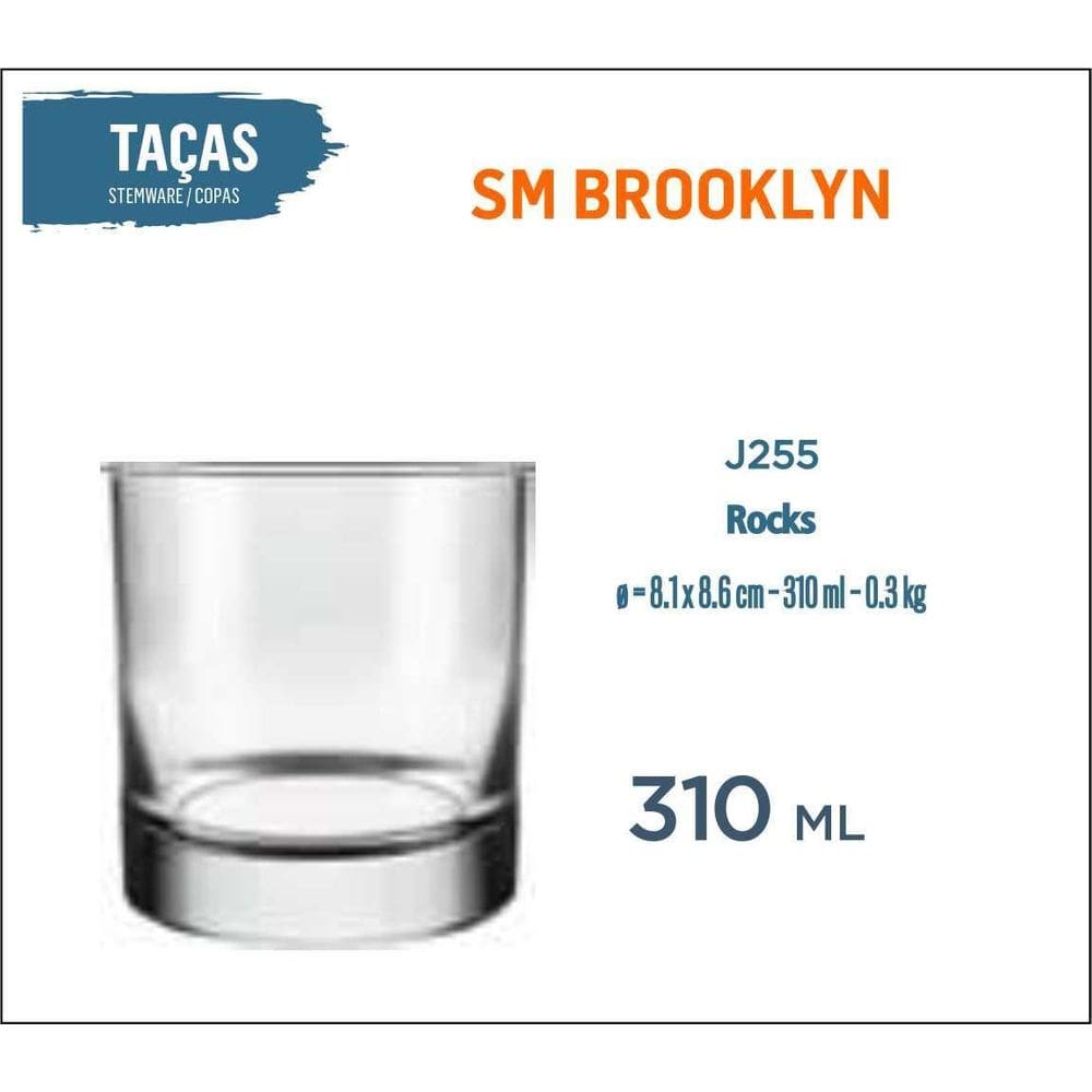 06 Copos Brooklyn 310Ml Whisky Refrigerante Suco Batida