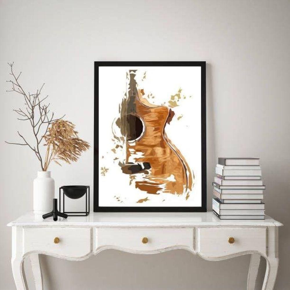 Quadro Decorativo Violão- Aquarela 45X34Cm