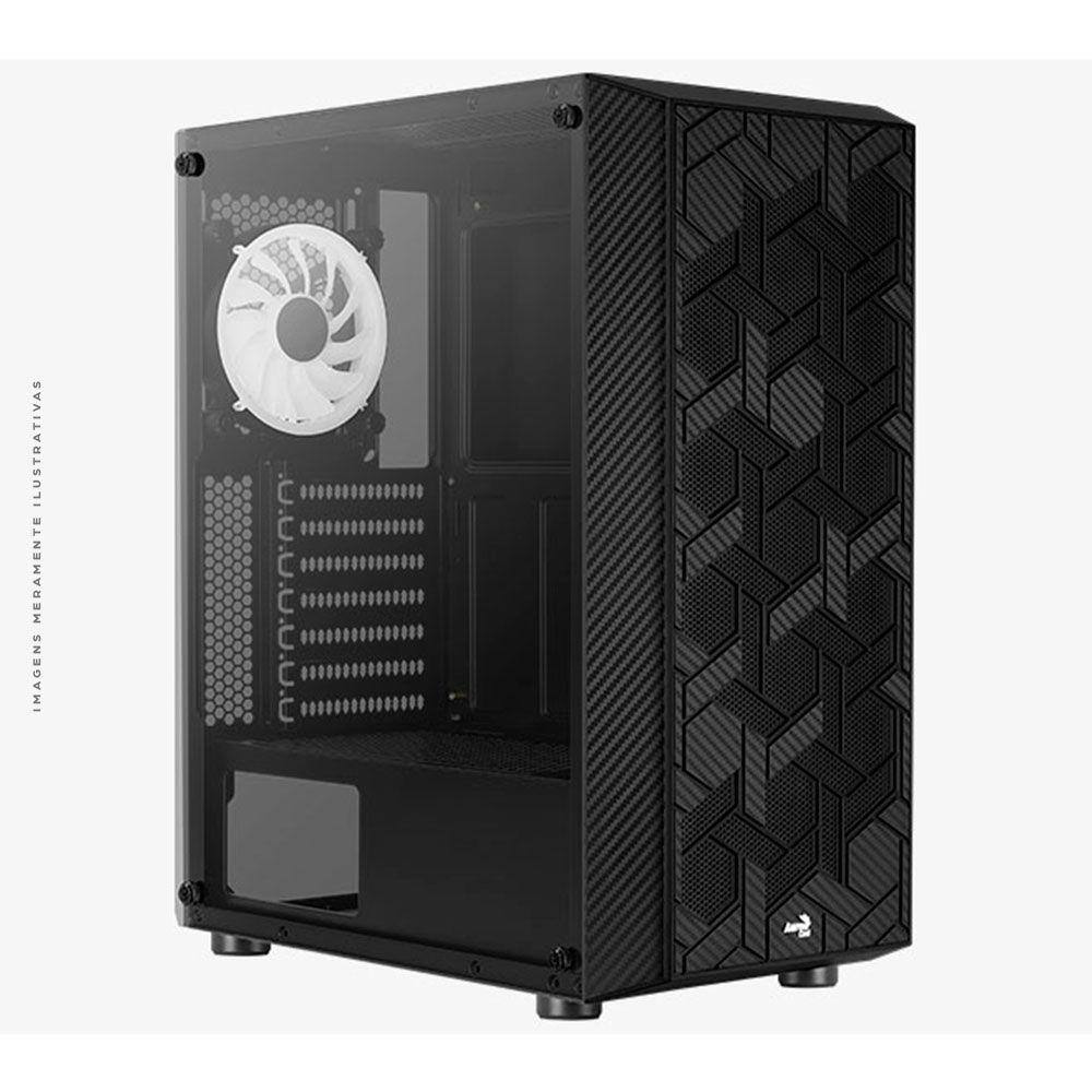 Gabinete Gamer Aerocool Hive, Mid Tower, Vidro Temperado, Black, ATX, Sem Fonte, Com 1 Fan - HIVE-G-BK-V3