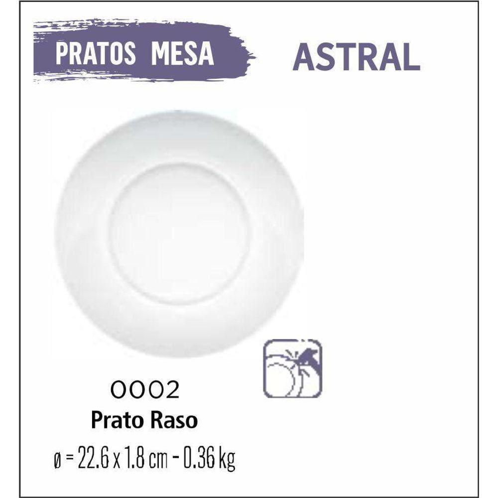 Jogo De Prato Astral 04 Pratos Rasos - Vidro 23Cm