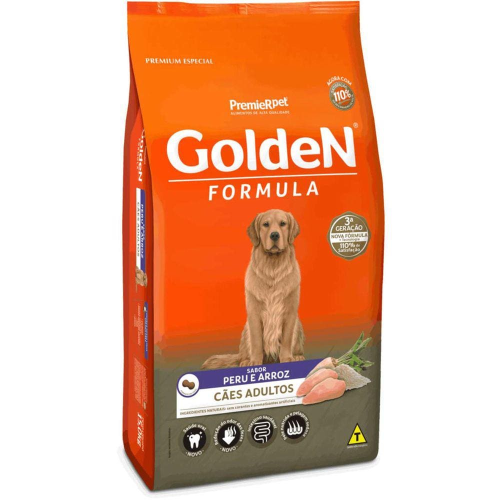 Ração Golden Formula Peru & Arroz Para Cães Adultos 15Kg