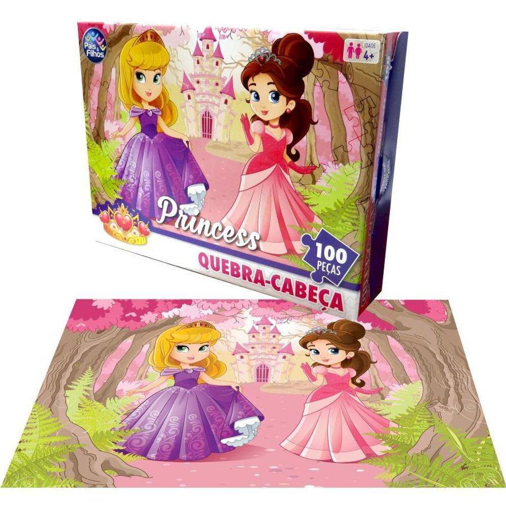Jogo Quebra Cabeça Infantil Meninas Princesas 100 Peças