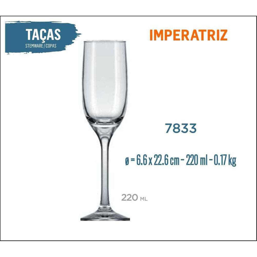 12 Taças Imperatriz 220Ml - Champanhe Espumante Frisante