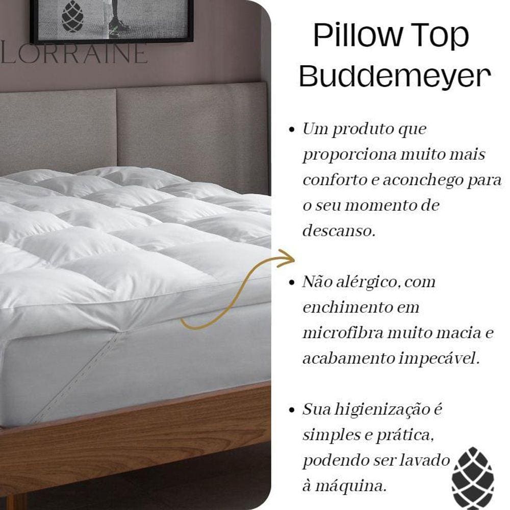 Pillow Top Solteiro Buddemeyer Intense 100% Algodão Branco