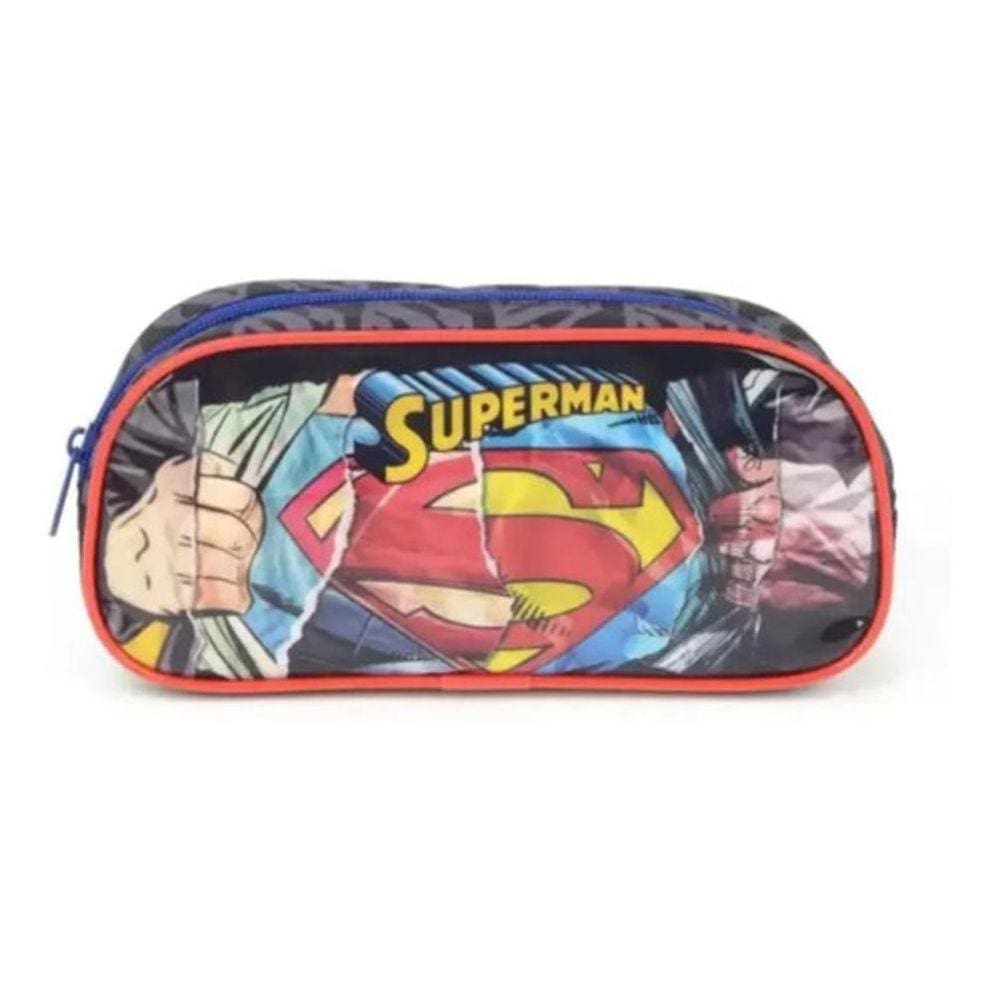Estojo Simples Escolar Superman Super Homem - Vermelho