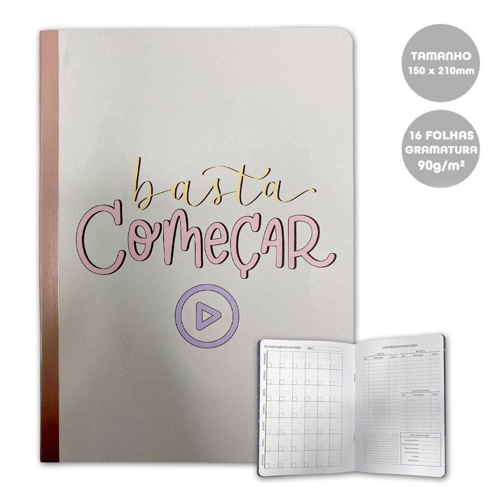 Planner Mensal Basta Começar 15X21Cm 16 Folhas 90G/M Merci