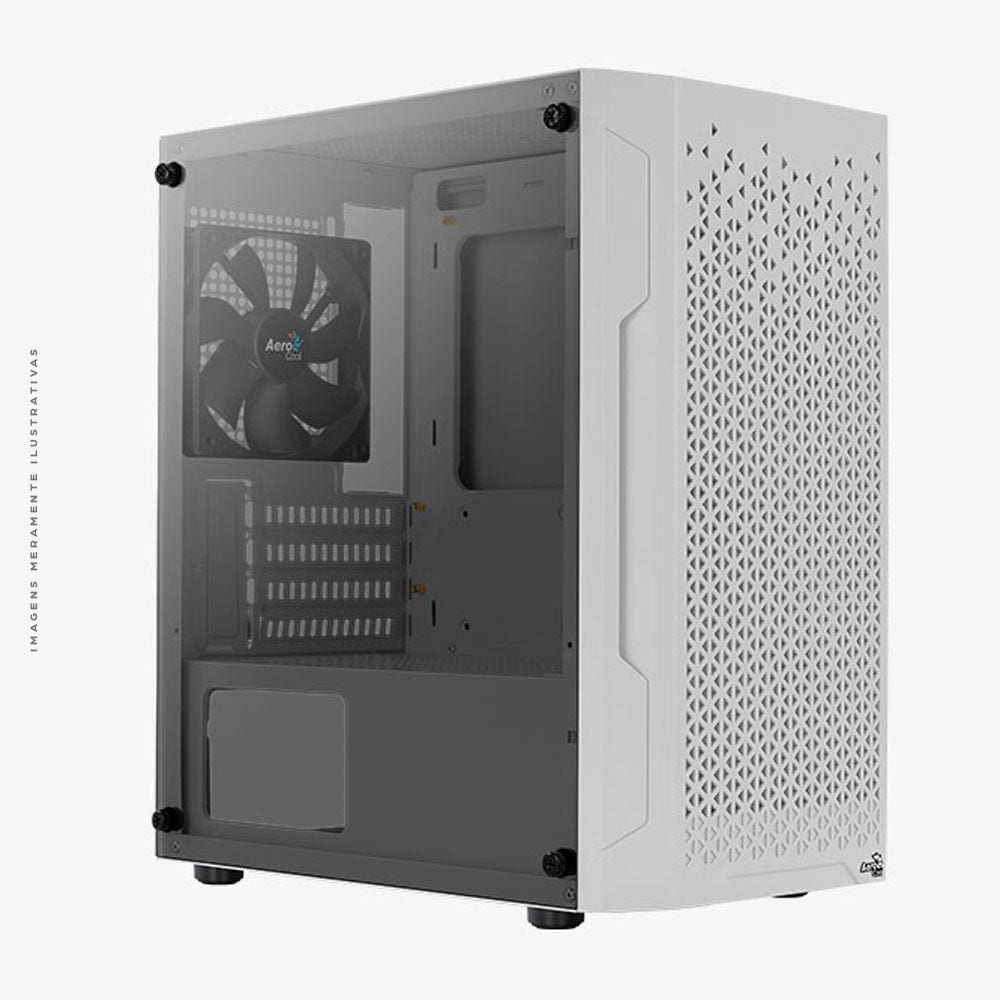 Gabinete Gamer Aerocool Trinity Mini, V1, Mini Tower, Vidro Temperado, Branco, mATX, Sem Fonte, 1x Fan - TRINITY MINI-G-WT-V1